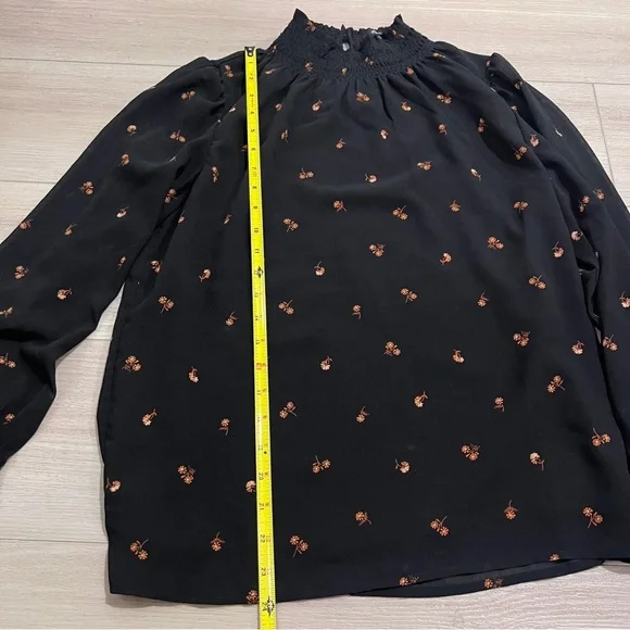 Madewell Women’s Smocked Mockneck Top Blouse Shirt XXS - Picture 5 of 10